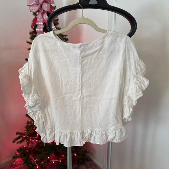 Marc New York White Ruffle Sleeve Blouse - Picture 2 of 3